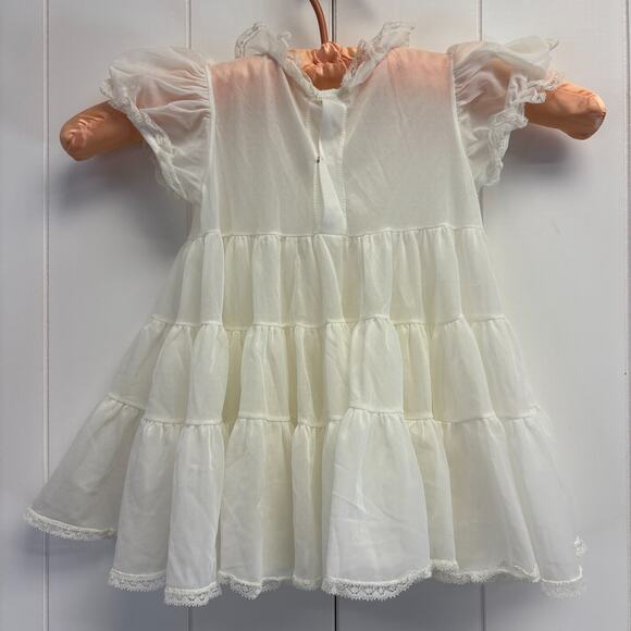 Vintage Infant Girl Delicate Tiered Christening Slip Dress Dainty Lace Victorian - Picture 6 of 8